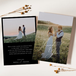 Whimsisches Minimalistisches Skript   Black Flat F Dankeskarte