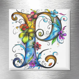 Whimsisches Monogramm P Magnet