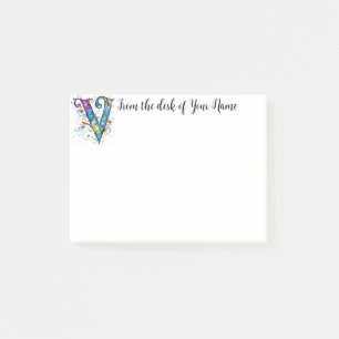 Whimsisches Monogramm V Post-it Klebezettel