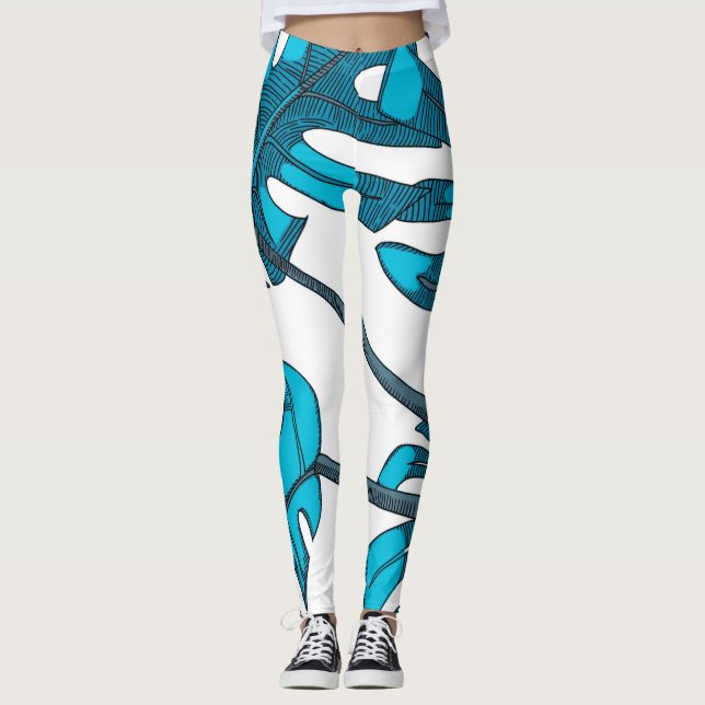 Whimsisches Monsterablatt-Design Leggings (Vorderseite)
