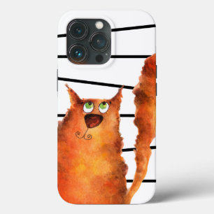 Whimsisches, neugieriges Katzen auf Streifenmuster Case-Mate iPhone Hülle