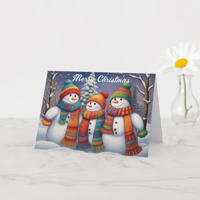 Whimsisches Niedlich Snowmen Karte (Kleine Pflanze)