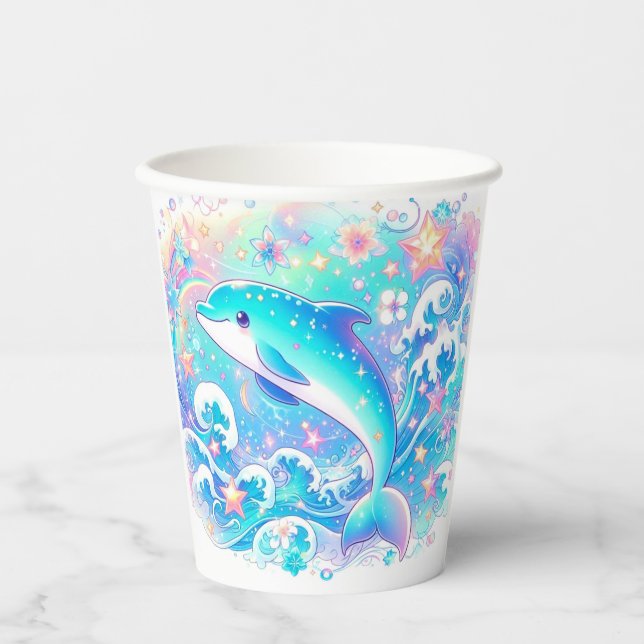Whimsisches Niedliches Delphin Baby Pappbecher (Vorderseite)