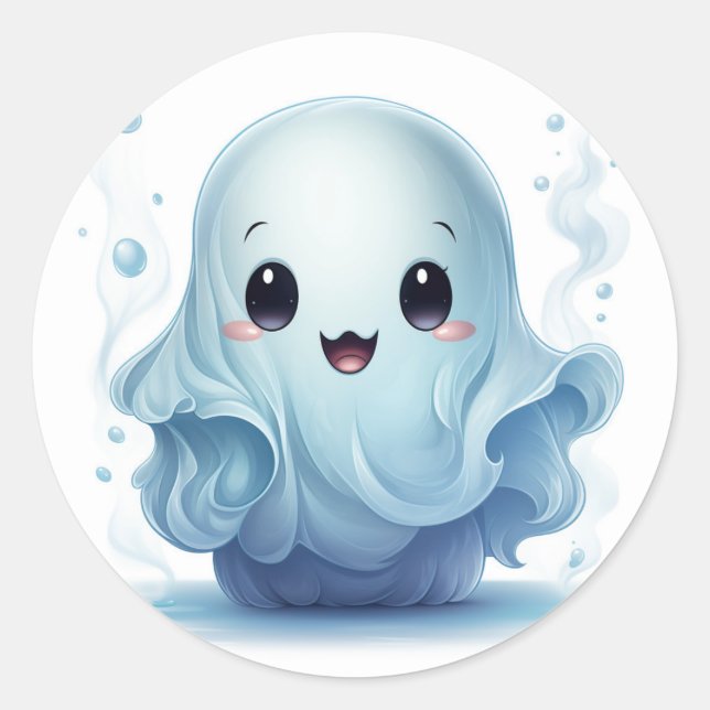 Whimsisches niedliches Halloween-Gespenst Runder Aufkleber (Vorderseite)