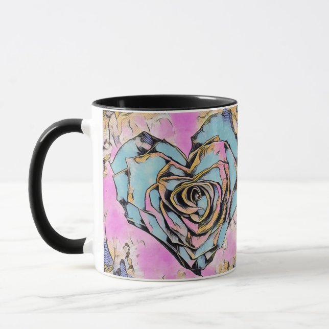 Whimsisches niedliches Herz bunt zeichnend Tasse (Links)