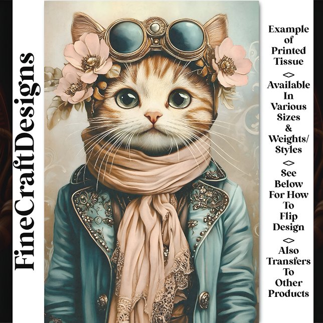 Whimsisches Niedliches Steampunk Cat + Scarf BH3 D Seidenpapier (Von Creator hochgeladen)