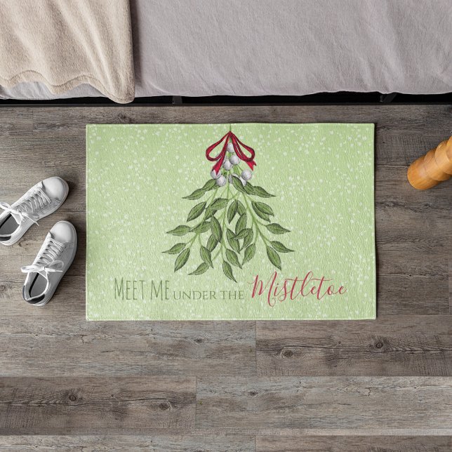 Whimsisches Niedliches Weihnachtsgebäck Fußmatte (Christmas doormat "meet me under the mistletoe" cute whimsical greenery)
