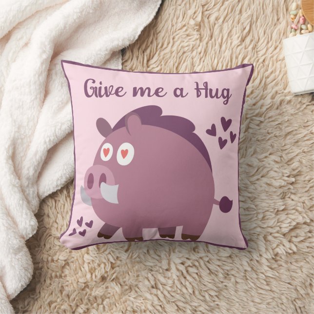 Whimsisches niedliches Wildschwein personalisierte Kissen (Decke)