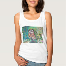 Whimsisches Owl Basic Tank Top Weiß