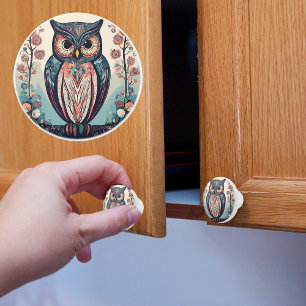 Whimsisches Owl Keramikknauf