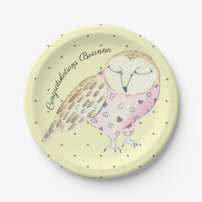 Whimsisches Owl Personalisiert Pappteller (Vorderseite)