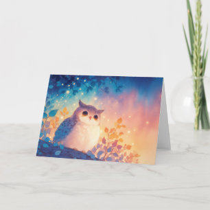 Whimsisches Owl unter einem Sternenhimmel Karte