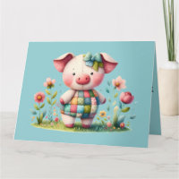 Whimsisches Patchwork Schweinefleisch im Blumengar