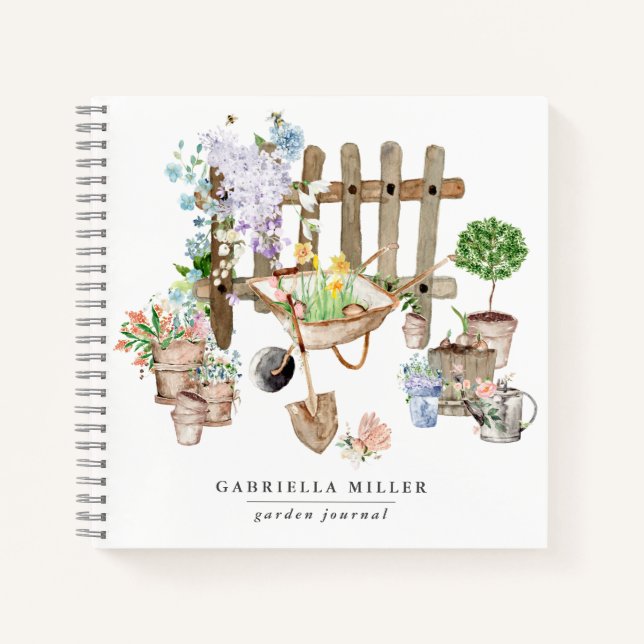 Whimsisches Personalisiert Gartenblatt Notizbuch (Vorderseite)