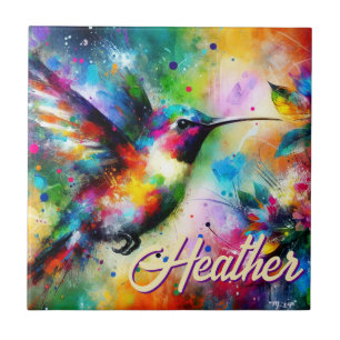 Whimsisches Personalisierter Hummingbird Fliese