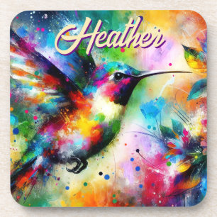 Whimsisches Personalisierter Hummingbird Getränkeuntersetzer