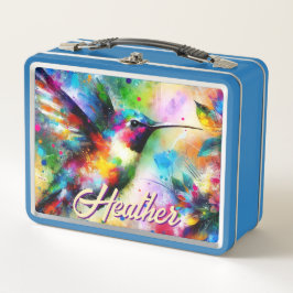 Whimsisches Personalisierter Hummingbird Metall Brotdose