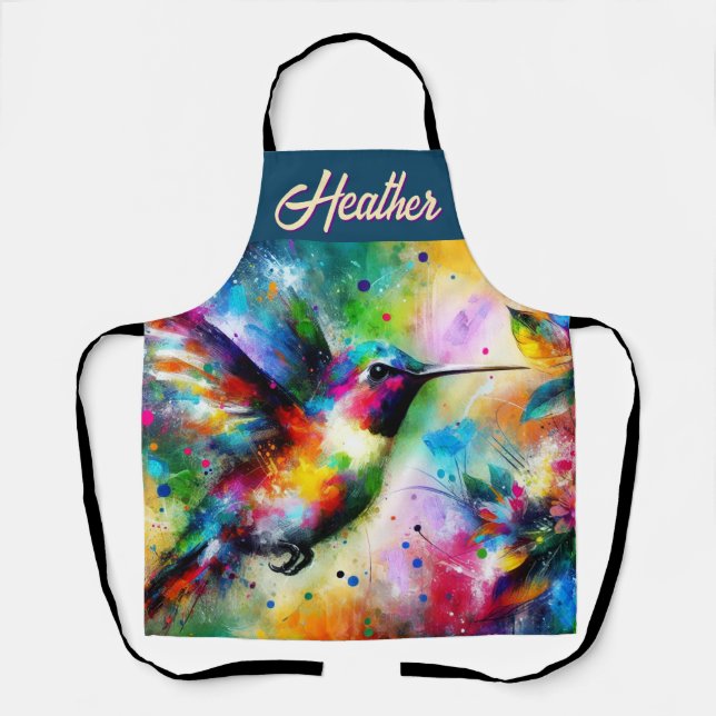 Whimsisches Personalisierter Hummingbird Schürze (Vorderseite)
