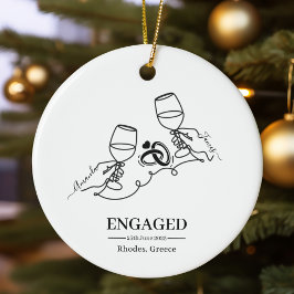 Whimsisches Personalisiertes Verlobung Weihnachten Keramik Ornament