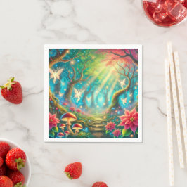 Whimsisches Pilz- und Poinsettienwald - Dekoupage Serviette