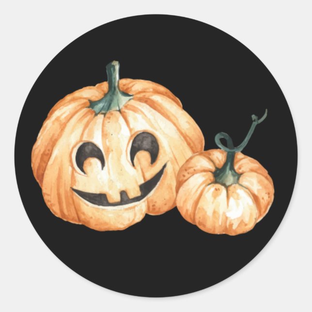 Whimsisches Pimpkins WasserfarbenHalloween Runder Aufkleber (Vorderseite)