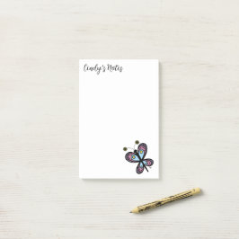 Whimsisches Pink & Blue Cartoon Schmetterling 4 x  Post-it Klebezettel