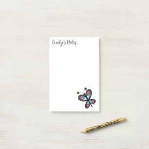 Whimsisches Pink & Blue Cartoon Schmetterling 4 x  Post-it Klebezettel