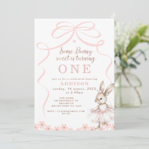 Whimsisches Pink Bow Tutu etwas Bunny Birthday Einladung