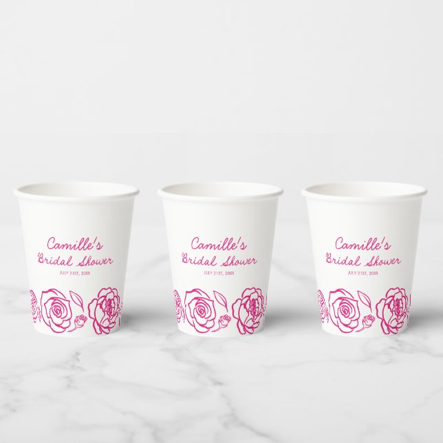 Whimsisches Pink-Brautparty Pappbecher (Multi)