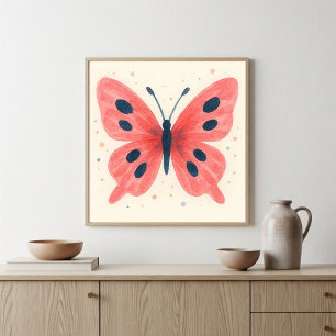 Whimsisches Pink Butterfly Wasserfarben Kunst Poster