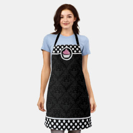 Whimsisches Pink Cupcake Damask Polka Dot Schürze