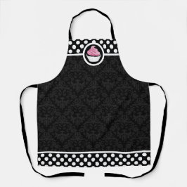 Whimsisches Pink Cupcake Damask Polka Dot Schürze