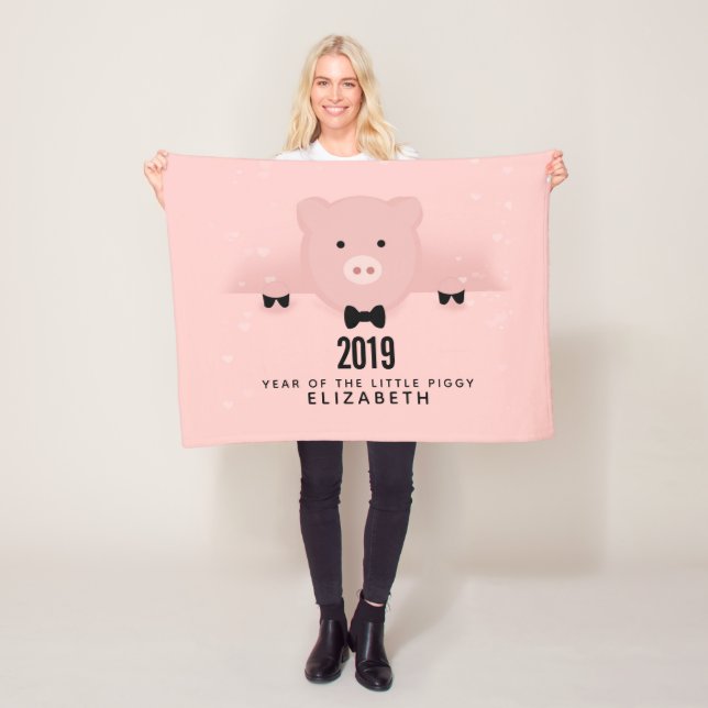 Whimsisches Pink Niedliches chinesisches Neujahr Fleecedecke (Beispiel)