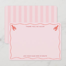 Whimsisches Pink Orange Hummer Doodle Brautparty Dankeskarte