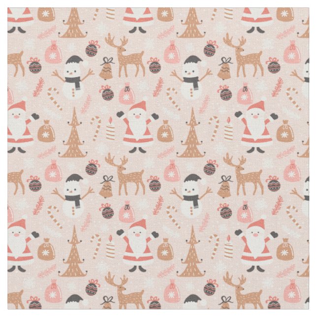 Whimsisches Pink Weihnachtsstoff Stoff (Nahaufnahme)
