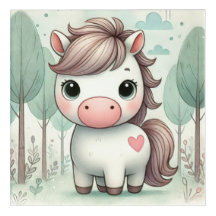 Whimsisches Pony in Pastelwald Akronylic Art