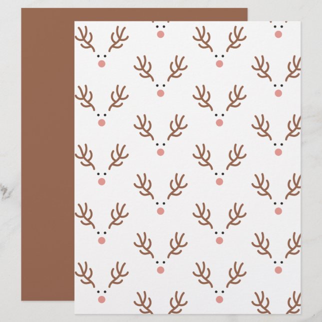 Whimsisches Rentier Boho-Muster Scrapbook-Papier (Vorne/Hinten)