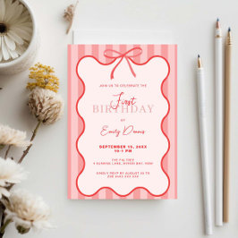 Whimsisches Retro Border First Birthday Party Einladung