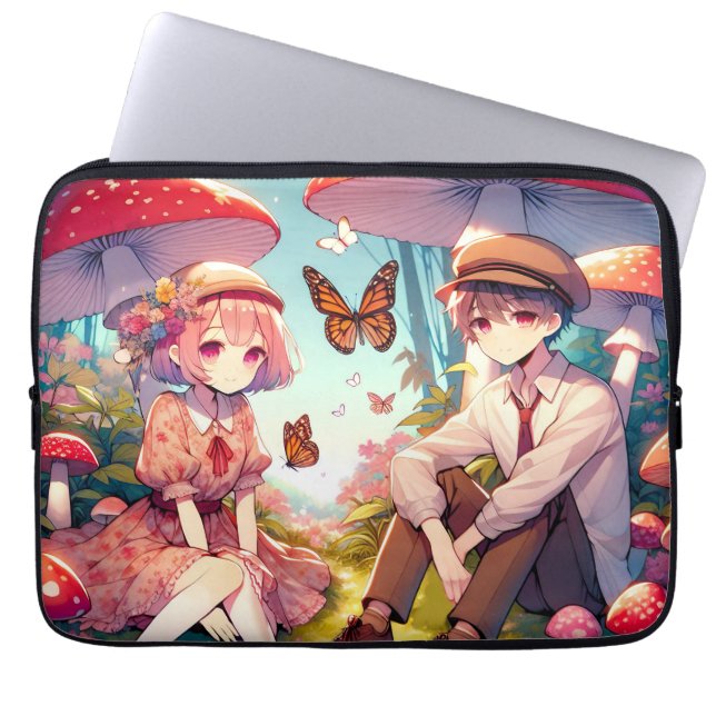 Whimsisches Romantisches Anime Couple Laptopschutzhülle (Vorderseite)