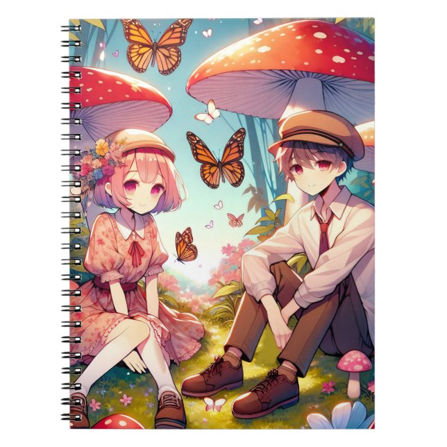 Whimsisches Romantisches Anime Couple Notizblock (Vorderseite)