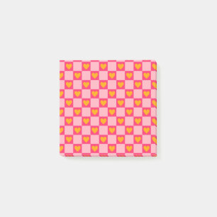 Whimsisches rosa rotes Herz Schachtelrückwärts Post-it Klebezettel