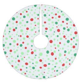Whimsisches Rot und grüner Polka Dot Weihnachtsroc Polyester Weihnachtsbaumdecke
