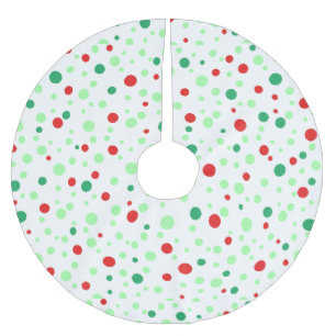 Whimsisches Rot und grüner Polka Dot Weihnachtsroc Polyester Weihnachtsbaumdecke