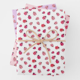 Whimsisches Rot und Schwarze Ladybug Wasserfarben Geschenkpapier Set