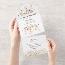 Whimsisches Rustikales Wiesen Wildblume Hochzeit R All In One Einladung