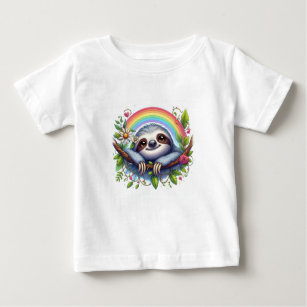Whimsisches schlampiges Design mit Regenbogen Baby T-shirt