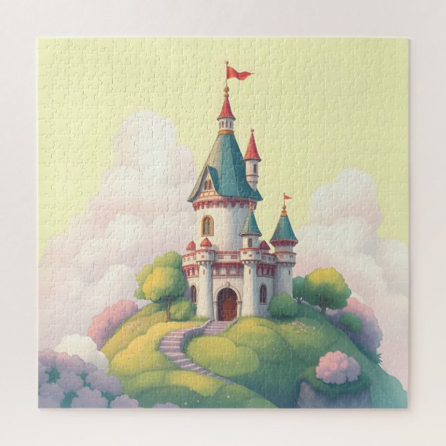 Whimsisches Schloss mit grünem Garten (Vertikal)