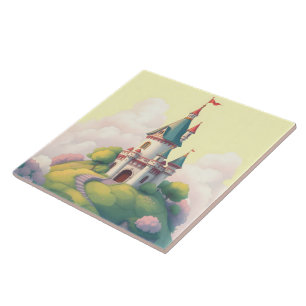 Whimsisches Schloss mit grünem Garten Fliese