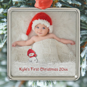 Whimsisches Schnee-Baby-Erste-Weihnachten-Ornament Ornament Aus Metall