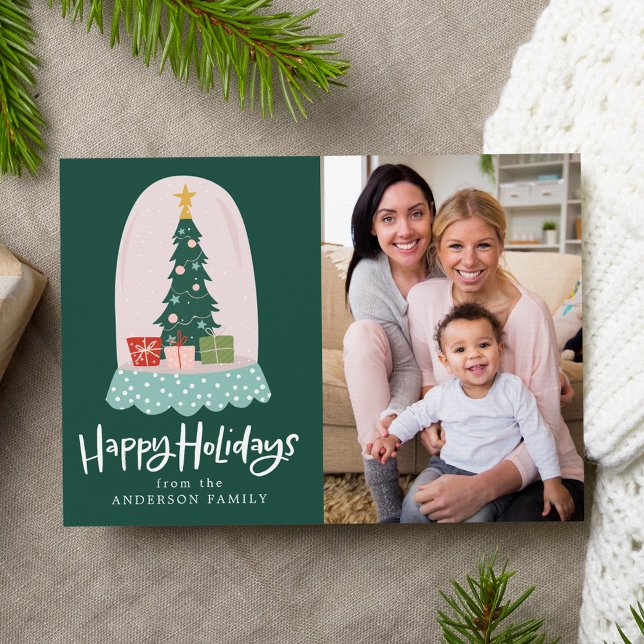 Whimsisches Schneeglobe-Foto Feiertagskarte (Von Creator hochgeladen)